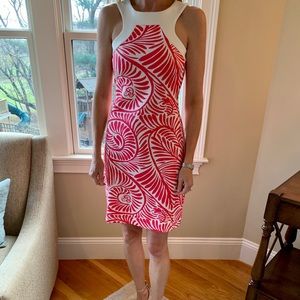 Pink and white tropical dress